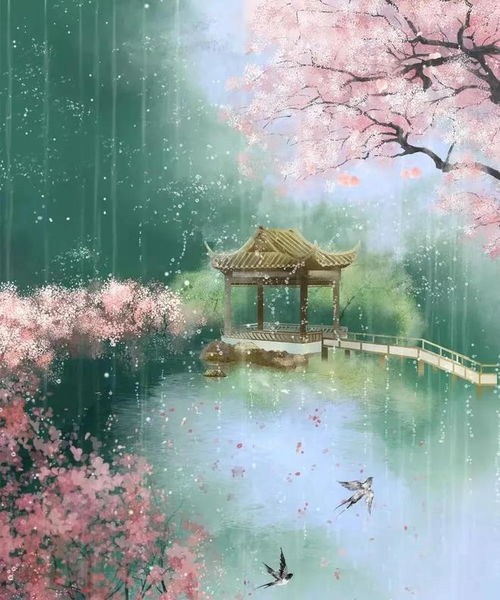 江南春的描写：细雨绵绵，烟雨蒙蒙，花枝招展，翠竹含情，温润如玉，宛若人间仙境。