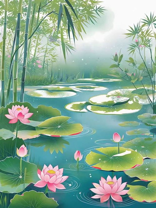 江南春的描写：细雨绵绵，烟雨蒙蒙，花枝招展，翠竹含情，温润如玉，宛若人间仙境。